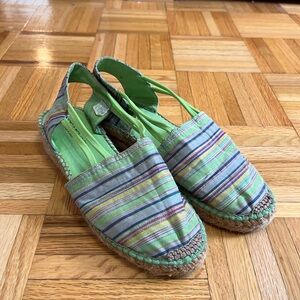 Eric Michael Green and Blue Striped Espadrilles
